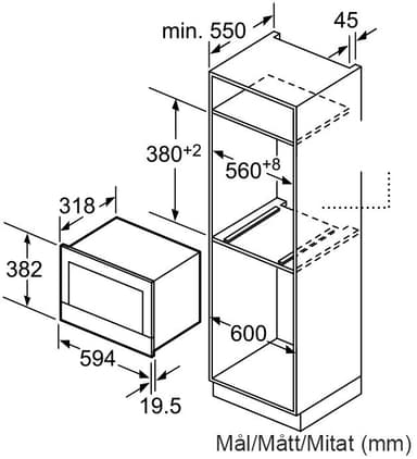 Bosch mikrobølgeovn BFL634GB1 innebygd
