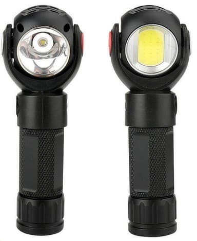 Oppladbar T6 + COB LED 360° roterende lommelykt med magnet