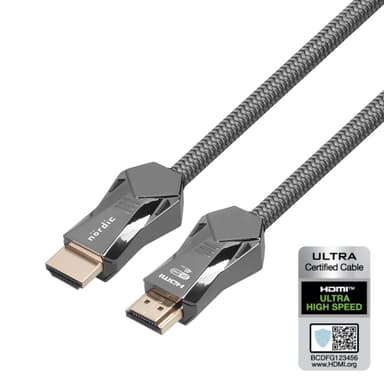NÖRDIC-SERTIFISERT KABLER 1m Ultra High Speed ​​​​HDMI 2.1 8K 60Hz 4K 120Hz 48Gbps Dynamic HDR eARC VRR Nylonflettet kabel gullbelagt