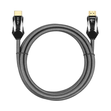 NORDIC-SERTIFISERT KABLER 2m Ultra High Speed ​​​​HDMI 2.1 8K 60Hz 4K 120Hz 48Gbps Dynamic HDR eARC VRR Nylonflettet kabel Gullbelagt