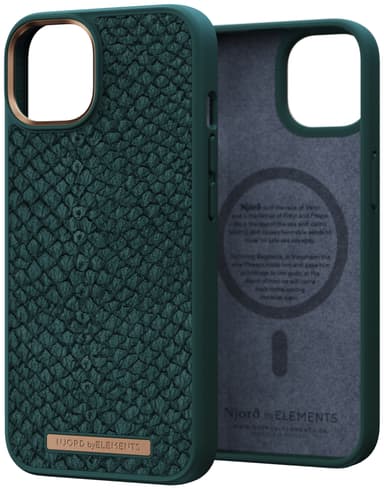 NJORD byELEMENTS iPhone 14/13 Salmon Leather MagSafe deksel (grønn)
