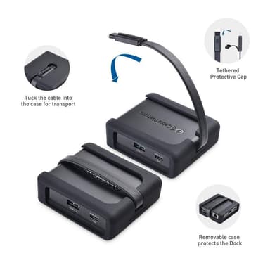 Cable Matters 1 til 8 USB-C dockingstasjon HDMI 4K30Hz PD80W 2xUSB-C 5Gbps RJ45 Giga Lan Micro SD og SD kortlesere