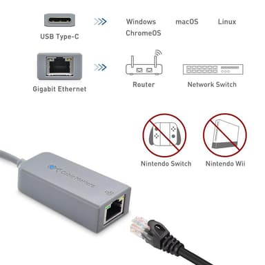Cable Matters USB-C til Gigabit Ethernet-adapter fungerer med Chromebook-sertifisert