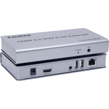 NÖRDIC systemforlenger for HDMI 4K60Hz med loop out 2xUSB og R/L stereo over Cat6 opptil 60m