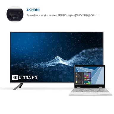 Cable Matters 1 til 8 USB-C dockingstasjon HDMI 4K30Hz PD80W 2xUSB-C 5Gbps RJ45 Giga Lan Micro SD og SD kortlesere