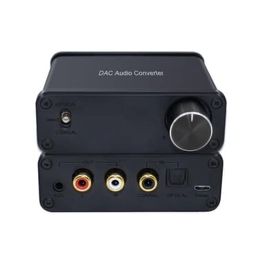NÖRDIC Digital til analog lydomformer, SPDIF Toslink og koaksial til RCA L / R -lyd og 3,5 mm AUX -utgang med volumkontroll DAC D / A -omformer