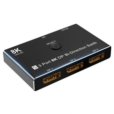 NÖRDIC Displayport 3 til 1 bryter eller 1 til 3 splitter DP1.4 8K30Hz 4k120Hz 32.4Gbps