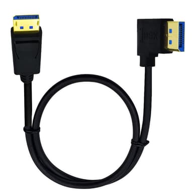 NÖRDIC 2m vinklet Displayport til Displayport-kabel ver 1.4 UHD 8K i 60Hz 32.4Gbps 10-bit HDR dobbeltskjermet