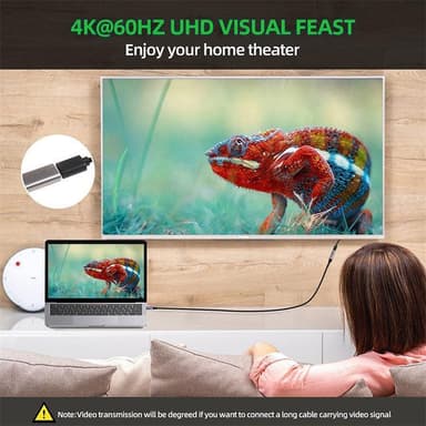 NÖRDIC 1,5 m USB3.2 SuperSpeed ​​​​USB 5 Gbps USB-C til C skjøtekabel med strømforsyning 60W og 4K60Hz video
