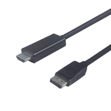 NÖRDIC 1m Displayport 1.2 til HDMI-kabel UHD 4K i 30Hz 10.8Gbps for HDTV dobbeltskjermet