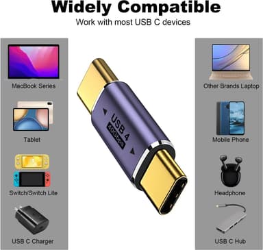 NÖRDIC USB4 adapter hann til hann 40G 8K60Hz PD100W