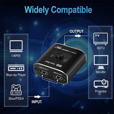 NÖRDIC 8K HDMI Switch 2 til 1 8K60Hz 4K120Hz