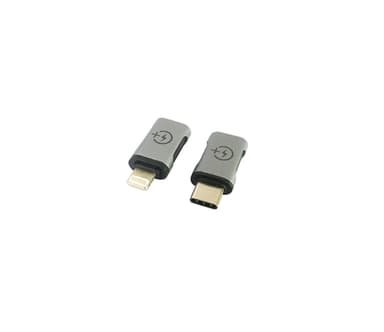 NÖRDIC 2 i 1 adaptersett USB C til lynet Kvinne og Lightning HA til USB C Ho Aluminium Space Grey