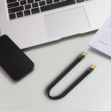 NÖRDIC kort flatkabel Thunderbolt 4 14cm 40Gbps data 8K video PD 100W kompatibel med TB3 og USB4