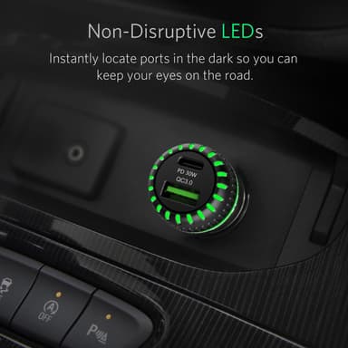 NÖRDIC bil lader 30W med 1xusb c pd30w og 1xusb en 18w rask lader 3.0 qualcomm sertifisert