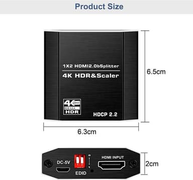 NÖRDIC HDMI Splitter 1 til 2 4K 60Hz HDCP2.2 18Gbps HDMI kabler i bilder som ikke er inkludert