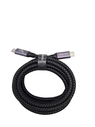 NÖRDIC 25 cm USB-C til C nylonflettet kabel hurtiglading med PD3.1 240W 48V 5A med Emarker