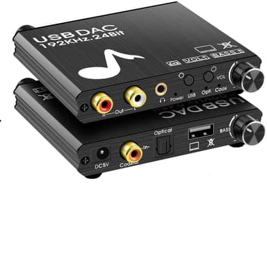 NÖRDIC DAC Digital til analog omformer med USB med bass og volumkontroll digital spdif koaksial og USB til analog l / r og 3,5 mm stereo