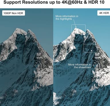 NÖRDIC HDMI 2,0 4K 60Hz 4: 4: 4 Splitter 1 til 4 Edid 18Gbps CEC HDR, Dolby og DTS, LPCM7.1 Metal