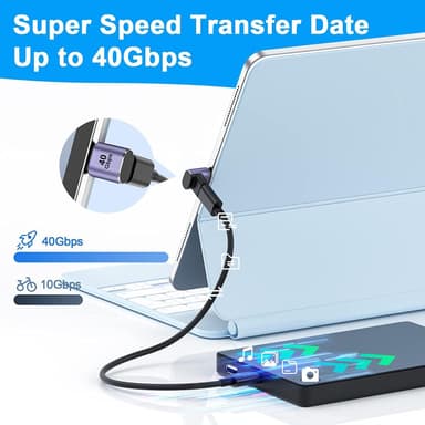 NÖRDIC USB4 vinklet adapter hann til hunn 40G 8K60Hz PD100W