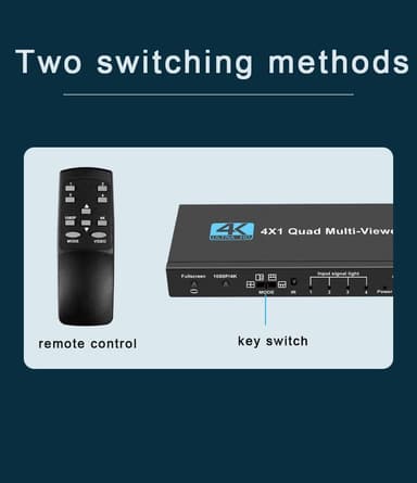 NÖRDIC HDMI-skaleringsbryter 4 til 1 med Multiviewer 4K30hz HDCP1.4