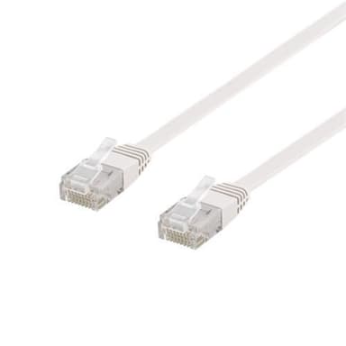 NÖRDIC Cat6 U / UTP Flat Network Cable 1M 250MHz Båndbredde og 10Gbps Overføringshastighet Hvit