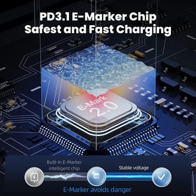 NÖRDIC 1,5 m USB-C til C nylonflettet kabel hurtiglading med PD3.1 240W 48V 5A med Emarker