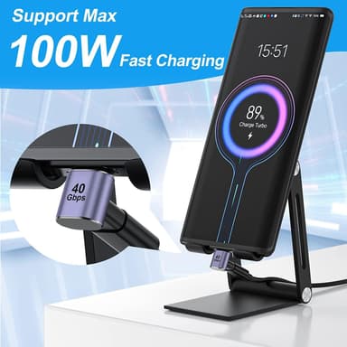 NÖRDIC USB4 vinklet adapter hann til hunn 40G 8K60Hz PD100W