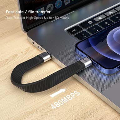NÖRDIC kort flatkabel 14cm USB-C til lynrask lading PD18W brikkesett C94