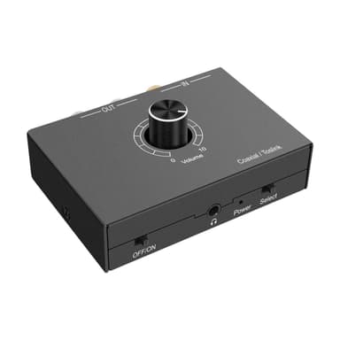 NÖRDIC Digital til Analog lydkonverter, Toslink og Koaksial til RCA L/R og hodetelefoner med volumkontroll metall DAC D/A omformer