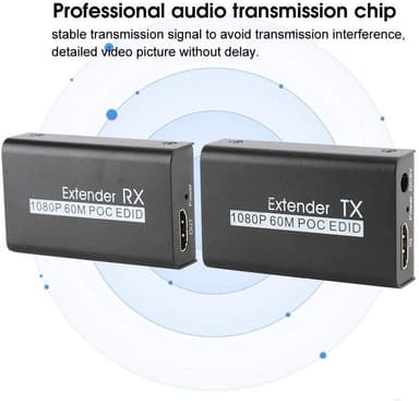 NÖRDIC HDMI CAT6 Extension 60m 1080p 60Hz HD Edid Funksjon HDMI Extension Plug & Play