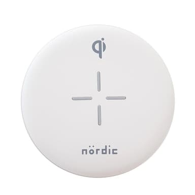 NÖRDIC Qi -sertifisert trådløs hurtiglader 10W, Android og Apple hvit