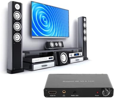 NÖRDIC 4K 3D HDMI Audio Extractor 5.1CH 6RCA Support for DTS / AC3