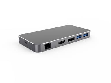 NÖRDIC 1 til 7 USB-C-dokkingstasjon for doble skjermer 1xHDMI 1x DP 8K30Hz 4K120Hz PD3.0 100W 2xUSB-A 1xUSB-C 1xRJ45 Giga Macbook M1 & M2