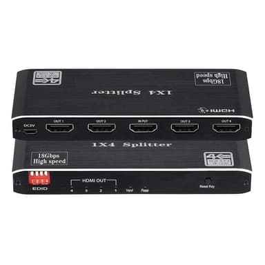 NÖRDIC Splitter 1 til 4 HDMI 2.0 4K60Hz Ultra HD 3D HDR 18Gbps HDCP 2.2