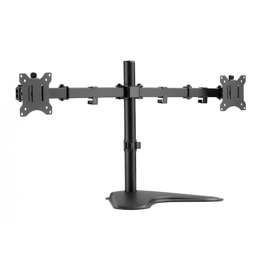 NÖRDIC Monitor Arm/Stativ/Fot Tabell Modell for dobbeltskjerm 8 kg per arm 13-27 tommer i stål, vippbar og svivel svart skjermmontering