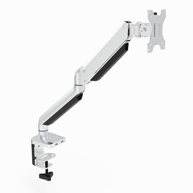 NÖRDIC Monitorarm Table Bracket for 1 skjerm med gassfjær, vippbar og roterbar, i aluminium og stål, sølv, skjermmontering TV-brakett