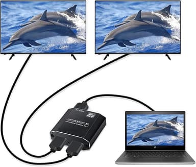 NÖRDIC HDMI Splitter 1 til 2 4K 60Hz HDCP2.2 18Gbps HDMI kabler i bilder som ikke er inkludert