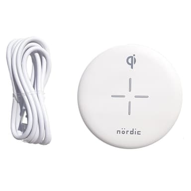 NÖRDIC Qi -sertifisert trådløs hurtiglader 10W, Android og Apple hvit