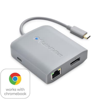 Cable Matters 1 til 5 dokkingstasjon 1xDP 4K60Hz, 1xRJ45 Ethernet 2xUSB-A 1xUSB-C PD 60W Fungerer med Chromebook-sertifisert
