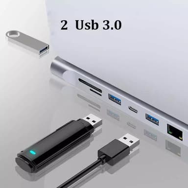 NÖRDIC 1 til 12 USB-C-dokkingstasjon for trippelskjermer 2xHDMI 4K30Hz, 1xVGA Mac M1 M2 PD 100W Thunderbolt 3 & 4
