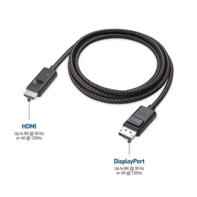 Cable Matters 1.8m Displayport 1.4 til HDMI 2.1-kabel 8K i 30Hz 4K i 144Hz