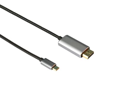 NÖRDIC 2M USBC til DisplayPort Cable UHD 4K 60Hz DP 1.2 21,6Gbps HDCP Alt-modus over USB C, aluminium Kontakt informasjon Grå