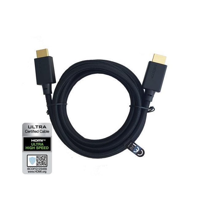 NÖRDIC CERTIFIED CABLES sertifisert 5m ultra høyhastighets HDMI 2.1 8k 60hz 4k 120Hz 48Gbps Dynamic HDR Earc VRR Nylon flettet kabel gullbelagt