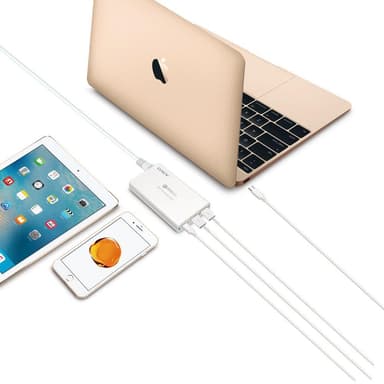NÖRDIC 1xUSB C Ladestasjon 40W Power Delivery 3.0, 2xusb A QuickCharger QC3.0 Totalt 40W
