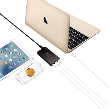 NÖRDIC 1xUSB C Ladestasjon 40W Power Delivery 3.0, 2xusb A QuickCharger QC3.0 Totalt 40W
