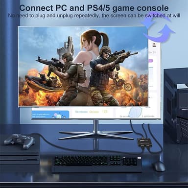NÖRDIC HDMI-svitsj 2 til 1 8K60Hz 4K120Hz 48Gbps HDR HDCP2.3 Surround 7.1 CEC