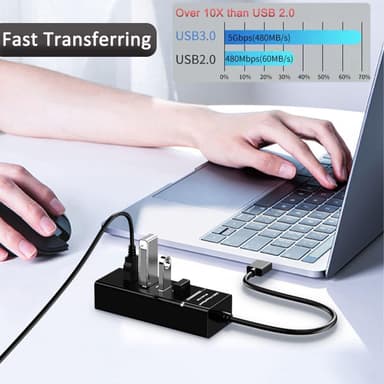 NÖRDIC USB 3.0 4ports 5Gbps hub 25cm kabel svart