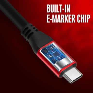 NÖRDIC 2,5 m USB3.2 Gen2 SuperSpeed ​​​​USB 10 Gbps USB-C til C nylonflettet kabel med strømforsyning 100W, 4K60Hz video og Emarker
