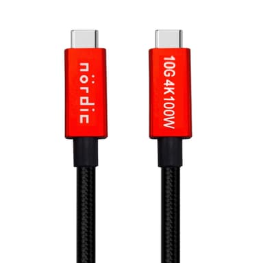 NÖRDIC 2,5 m USB3.2 Gen2 SuperSpeed ​​​​USB 10 Gbps USB-C til C nylonflettet kabel med strømforsyning 100W, 4K60Hz video og Emarker